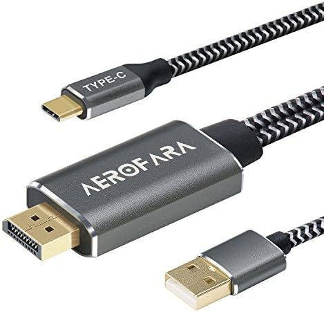 USB C to DisplayPort Cable 4K 60Hz 6ft/1.8m and USB Charge Cable 3.3ft/1m Type C Thunderbolt 3 to DP Adapter Nylon Braided Cable for Samsung Galaxy Note8/S8 Plus, Google Pixel 2, HUAWEI Mate 10 Pro
