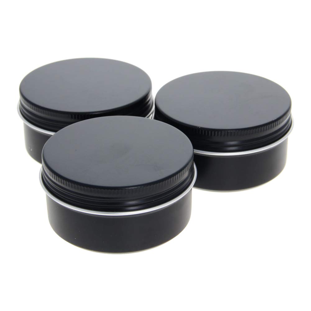 Othmro 3pcs Aluminium Tin Jars, 2.7oz Small Containers Tins with Screw Lids, Empty Can Travel Tins for Candles, Cosmetic, Soap Black (80ml/2.7oz)