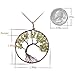 Handmade Family Root Tree of Life Natural Raw Tumbled Semi Precious Peridot Stone Quartz Pendant Necklace Healing Wire Wrapped Gemstone Birth Stone Necklaces Jewelry for Women Mother