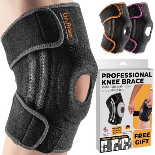 DR. BRACE ELITE Knee Brace with Side Stabilizers & Patella Gel Pads for Maximum Knee Pain Support and fast recovery for men and women-Please Check How To Size Video (Mercury, Medium)