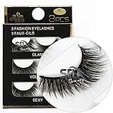 3 Pairs Long Cross False Eyelashes Makeup Natural 3D Fake Thick Black Eye Lashes