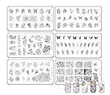 CICI&SISI 2018 Nail Art Acrylic Stamping Plates Set France Design Butterflies and Flowers Manicure Print Image Plate (Butterflies)