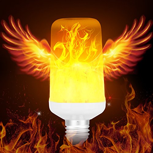 Warmoon LED Flame Light Bulbs E26 Base Flame Lamp True Fire Color Atmosphere Lighting Led Flame Effect Light Bulb for Home Hotel Bar Halloween Christmas Festival Decorations (Fire Up)