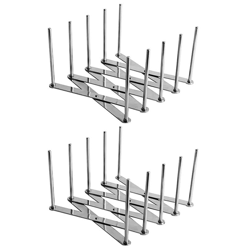 MEETOZ Dish Plate Drying Rack, Pot Lid Holder, Adjustable Pot Lid Organizer, Kitchen Cabinet Pantry Pan and Pot Lid Organizer Rack Holder (2Pcs)