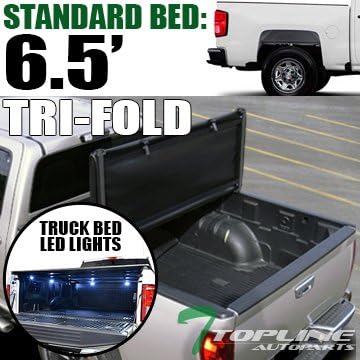 Amazon Com Topline Autopart Tri Fold Soft Vinyl Tonneau Cover Truck Bed Led Lighting System For 14 18 Chevy Silverado Gmc Sierra 1500 2019 Ld Limited 15 18 2500 3500 Hd 6 5 Feet 78 Bed Automotive