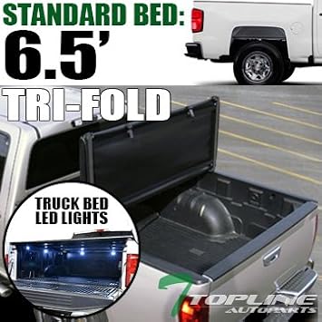 Amazon Com Topline Autopart Tri Fold Soft Vinyl Tonneau Cover Truck Bed Led Lighting System For 14 18 Chevy Silverado Gmc Sierra 1500 2019 Ld Limited 15 18 2500 3500 Hd 6 5 Feet 78 Bed Automotive