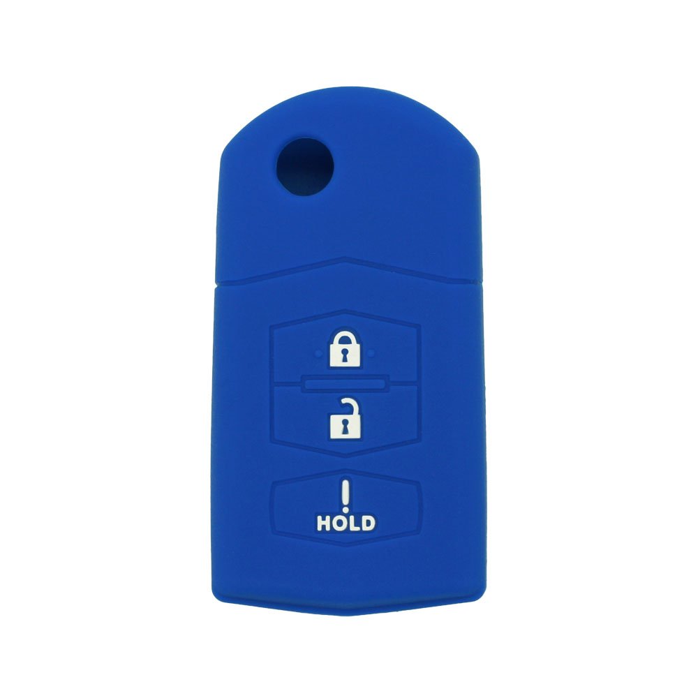 BROVACS Silicone Cover Protector Case Holder Skin Jacket Compatible with MAZDA 3 Button Flip Remote Key Fob CV2532 Deep Blue