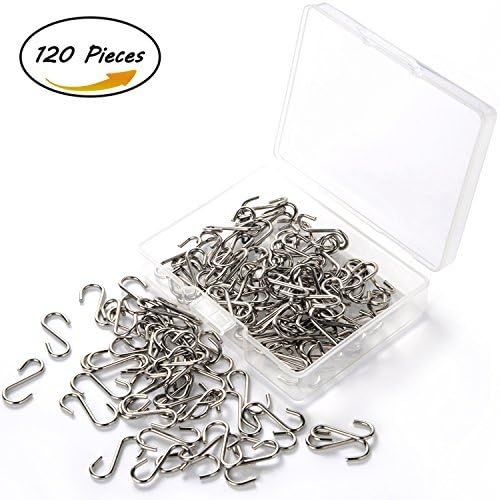 Tubala 120 Pieces S Hook Connectors Mini S Shaped Hooks with Storage Box for DIY Crafts, Key Chain, Jewelry and Key Ring Assembly