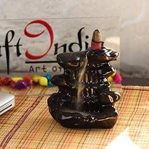 eCraftIndia Dropping Fountain Design Decorative Showpiece with 10 Free Smoke Backflow Scented Cone Incenses