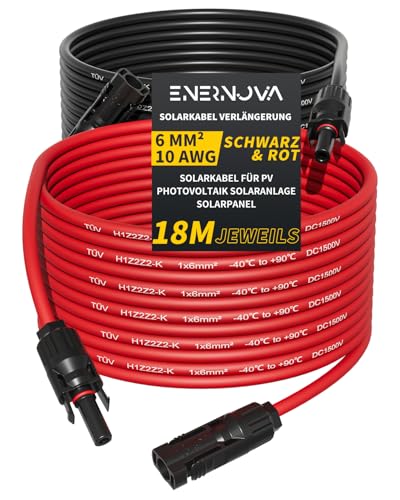 Solarkabel 4mm²/6mm², Solarkabel Verlängerung 1/2/3/5/8/10/12/15/18/20M, Multi-Contact 4 Verlängerungskabel, IP67 Wasserdichtem für PV Solaranlage(6mm