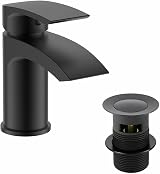 home store Luxury Black Waterfall Bath Filler Tap & Basin Mixer Set view 2