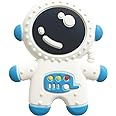 Cuxnoo Baby Teething Spaceman Toy for 3+ Months Infants Sucking, Food Grade Silicon Astronaut Styling Teether, BPA Free (Blue)
