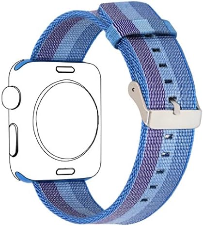 Yichan Woven Nylon Fabric Wrist Strap Replacement Band with Classic Square Stainless Steel Buckle for Apple iWatch Series 1 / 2,Sport &amp; Edition,38mm,Tahoe Blue