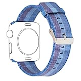 Yichan Woven Nylon Fabric Wrist Strap Replacement Band with Classic Square Stainless Steel Buckle for Apple iWatch Series 1 / 2 / 3,Sport & Edition,42mm,Tahoe Blue
