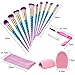 Makeup Brushes Set, Beauty Star 10PCS Professional Colorful Unicorn Make Up Brushes Foundation Blending Eyeshadow Blush Cosmetic Brush Set with 1PCS Lash Brush and 1PCS Brush Washing Board