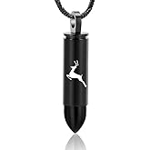 Yinplsmemory Cremation Jewelry for Ashes Locket Deer Bullet Pendant Urn Necklace for Ashes Keepsake Memorial Jewelry for Ashes for Dad Papa