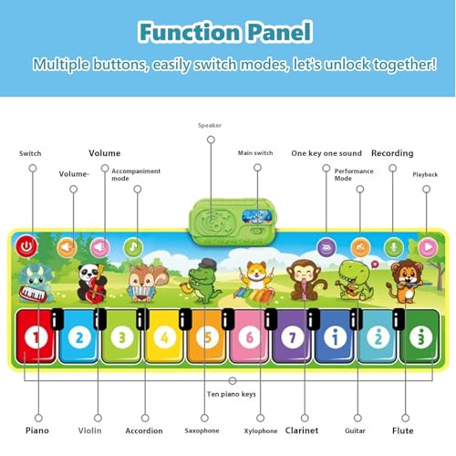 Tapete Musical Infantil Crianças Bebe Tapete Musical Antiderrapante 8 Timbres