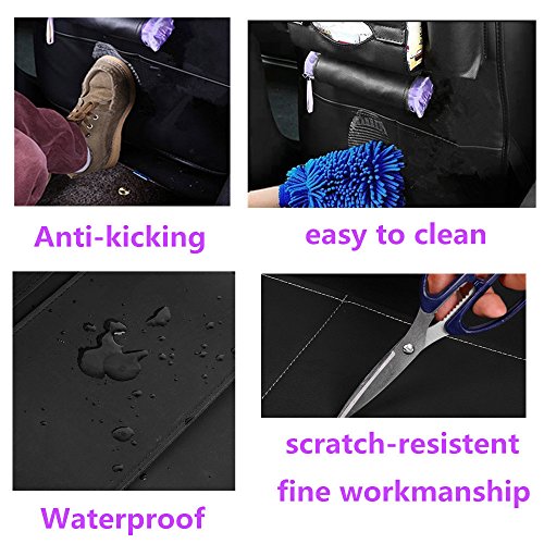 Fincy Palmoo PU Leather Car Back seat Organizer and iPad Mini Holder, Back Seat Kick Protectors for Kids, Storage Bottles, Tissue Box, Toys - (2 Pack,Black) - Thumbnail 3
