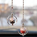 Lucky Cat Car Pendant Chinese Ceramic Car Hanging Ornament Car Interior Decor (Black&Red)
