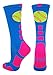 MadSportsStuff Softball Logo Crew Socks (Electric Blue/Neon Pink, Small)