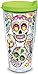 Tervis Sugar Skulls Tumbler with Wrap and Lime Green Lid 24oz, Clear