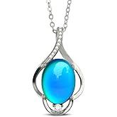 FUN JEWELS Oval Color Changing Mood Stone Pendant Mood Necklace on 18" Chain+2" extender, Gifts for Women