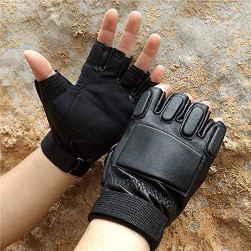 LONLLST Gloves Men's Leather Tactical Half Finger Gloves Protective Anti-Skid Outdoor Fitness Army Fan Gloves