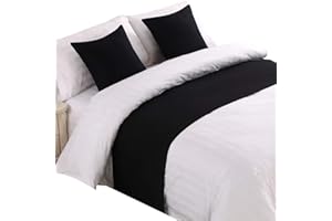 Mengersi Solid Bed Runner Scarf Protector Slipcover Bed Decorative Scarf for Bedroom Hotel Wedding Room (Full/Queen, Black)