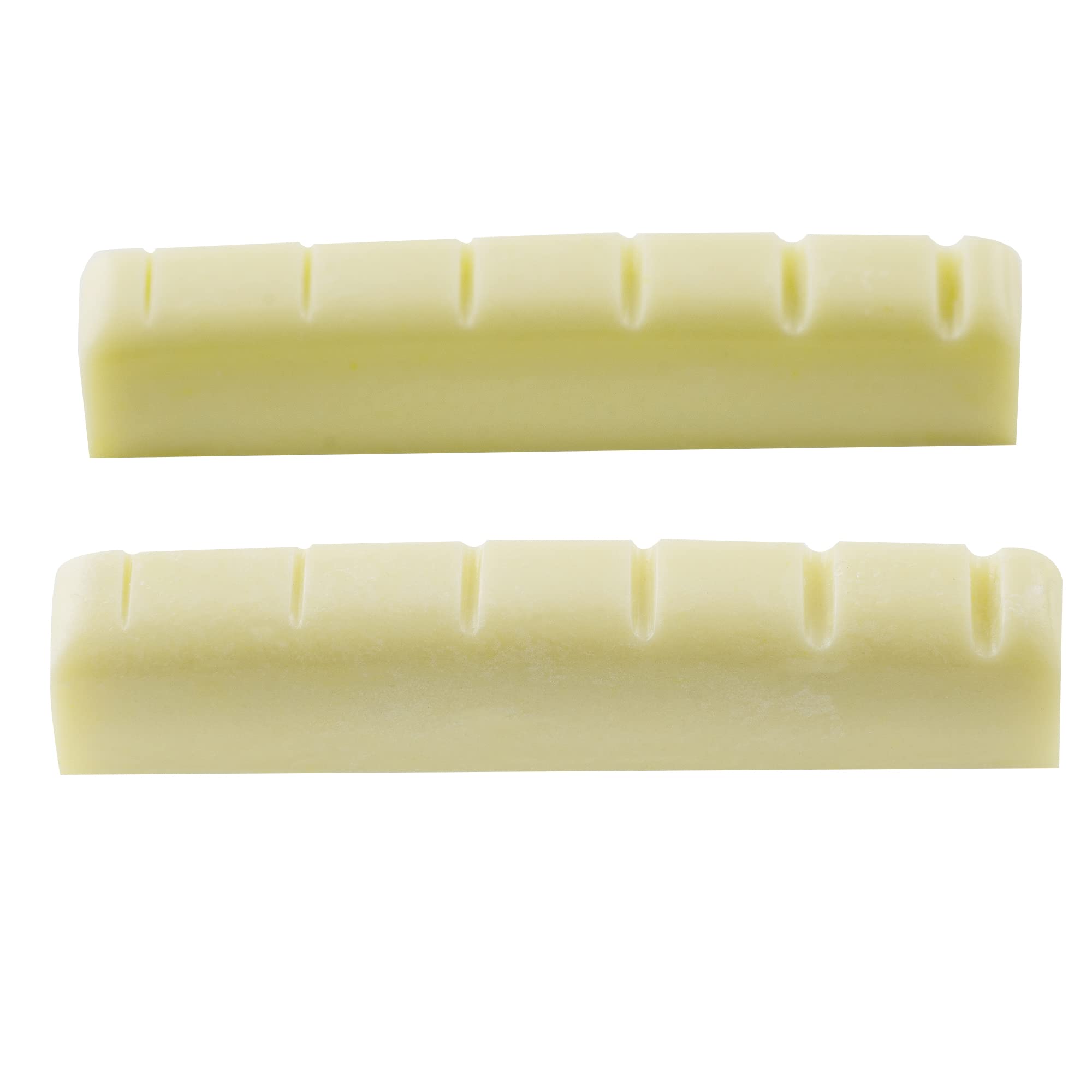 Musiclily Pro Urea Resin Plastic Slotted 44mm Electric Guitar Les Paul Nuts Flat Bottom for 6-string LP Style Guitar, Ivory(Set of 2)