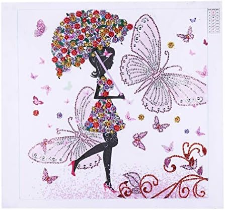 Askong 5D DIY Diamond Painting Kit Various shapes Round Drill Crystal Rhinestone Arts Craft Canvas Supply for Home Wall Decor Embroidery Cross Stitch Paintings ( butterfly fairy ,15.7*15.7 in)