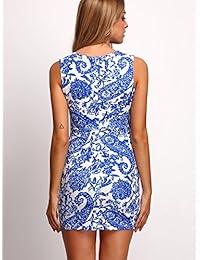 Vestido para mujer Floerns sin mangas, estampado tribal, con bolsillos, ajustado