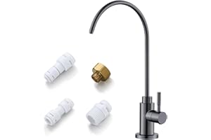 Water Filter Faucet, VMASSTONE Reverse Osmosis Faucet Fits Most RO Units or Water Filtration System in Non-Air Gap, Lead-Free Stainless Steel Drinking Water Faucet for Bar Kitchen Sink, RV (DM001 CG)