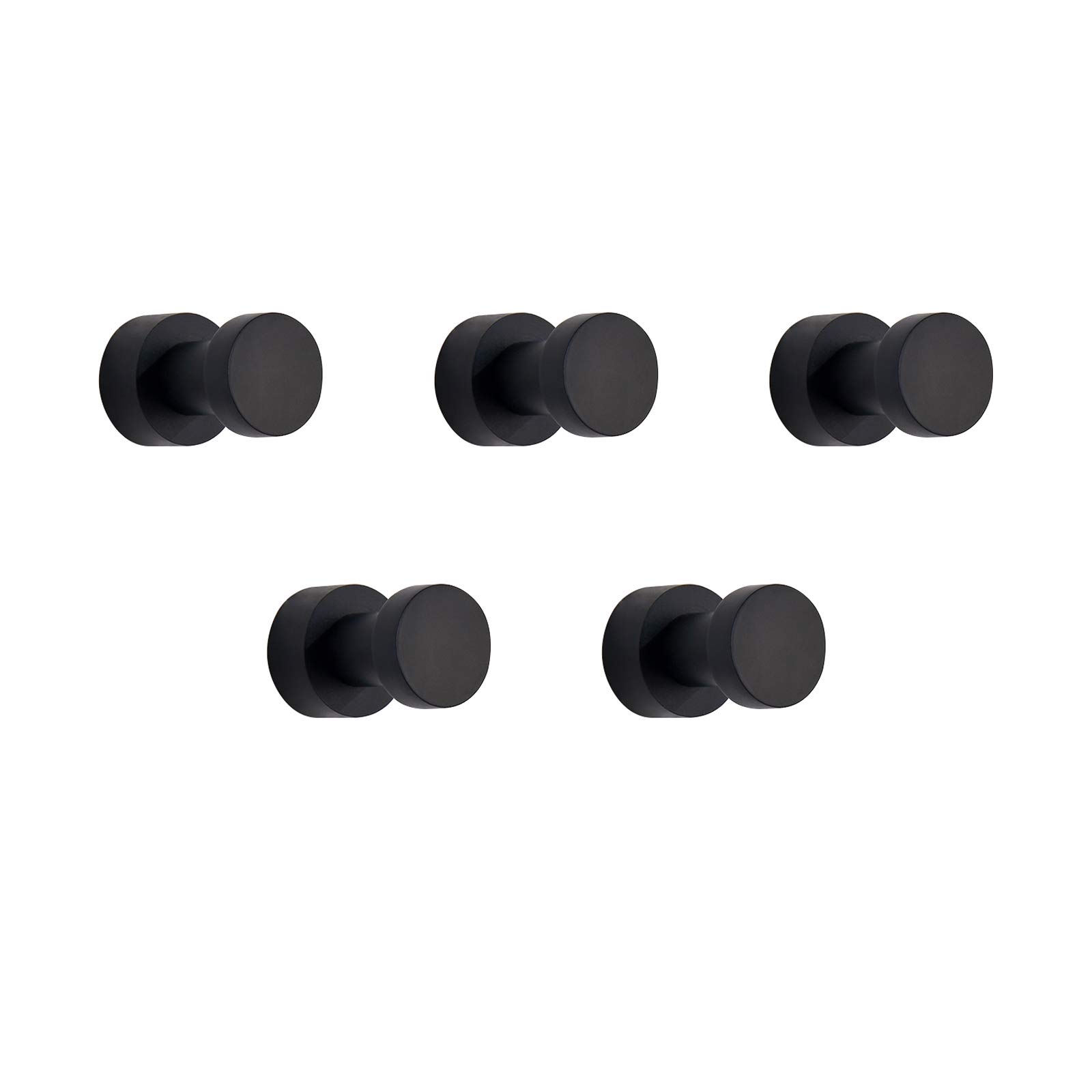 bgl Black Round Copper Wall Hooks, Set of 5, Minimalist Modern Design, Drill or Adhesive Installation, Heavy Duty Coat Hooks for Bathroom, Kitchen, and Bedroom