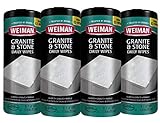 Weiman Granite Wipes - 4 Pack (120 Wipes Total) - Non-Toxic Clean Brighten and Protects Solid Sealed Stone Surfaces Marble Quartz Counter Top Floor- 30 Count Each