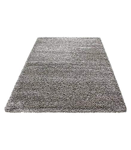 Teppich Hochflor Wohnzimmer Langflor Shaggy Unifarbe vers. Farben und Größen - Taupe, 140x140 cm Quadrat
