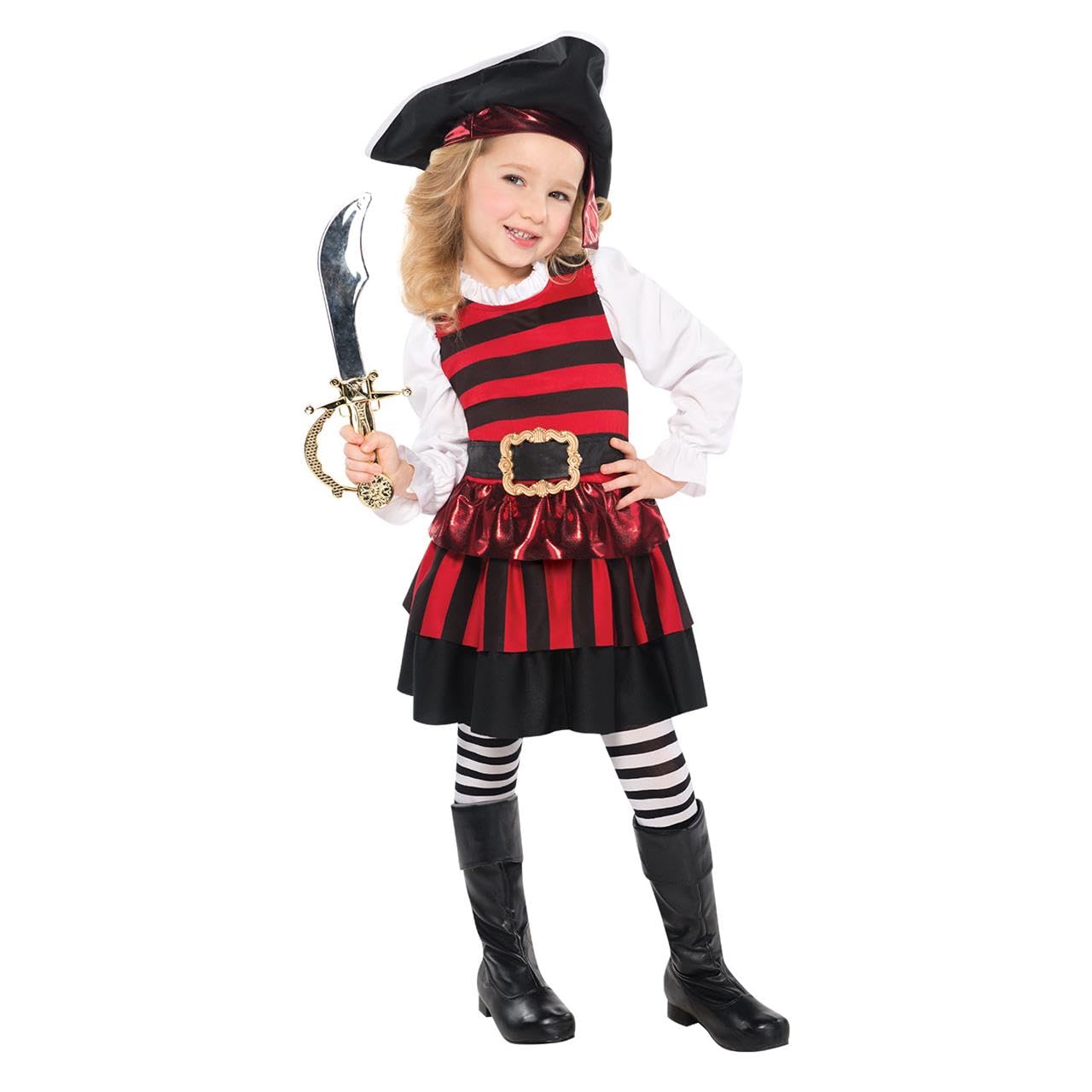 Girls Little Caribbean Pirate Lass Fancy Dress Book Week Costume (Age 6-8 years)