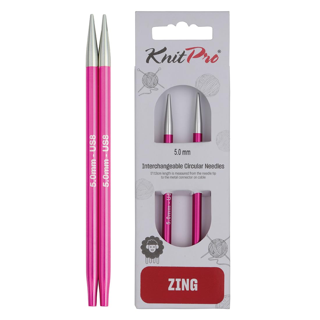KnitPro Zing Interchangeable Circular Needles 4" (10cm) | 5.00mm — image 1