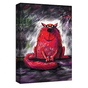 Red Cat Alone Painting Artwork for Home Framed for Kids