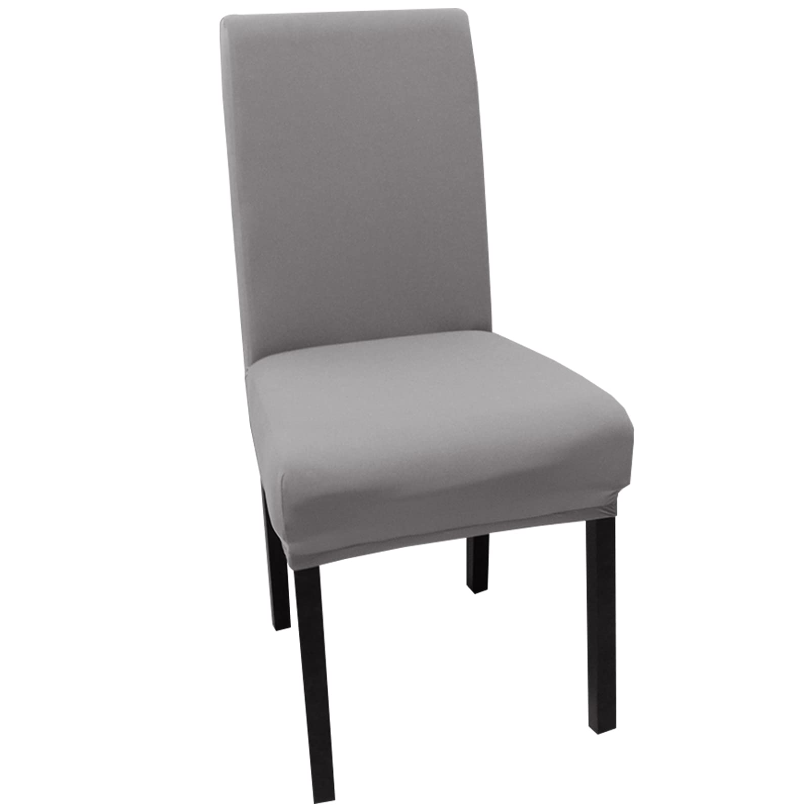 YUNSHANGHE 4 Pack Chair Seat Covers, Removable Washable Dining Chair Covers, Elastic Stretch Modern Chair Protective Cover, for Dining Room, Restaurant, Wedding, Hotel, Ceremony, Banquet (Light Grey)