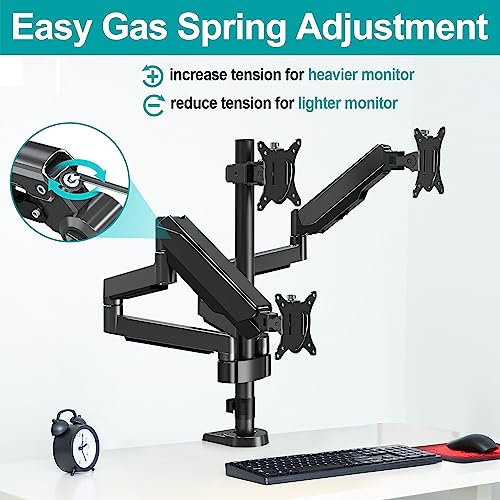 MOUNT PRO Triple Monitor Desk Mount Articulating Gas Spring Monitor