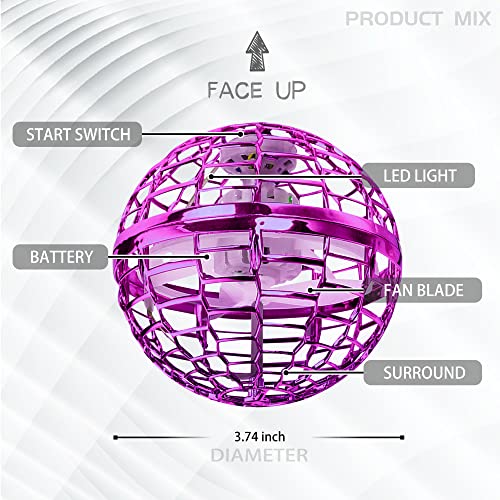 Flying Ball Toy Globe 360°Rotating Hand Controlled Flying Orb Ball Toys Magic Led Lights