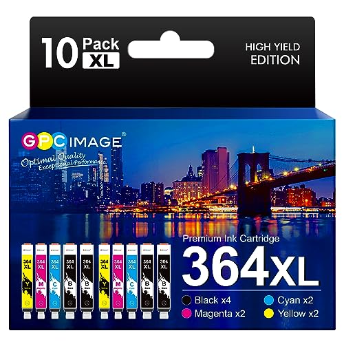 GPC Image 364 XL Compatible Ink Cartridges Replacement for HP 364XL for HP Photosmart 5520 5510 6525 6520 5515 5525 5522 5524 6510 Deskjet 3520 Officejet 4620 (Black Cyan Magenta Yellow, 10-Pack)