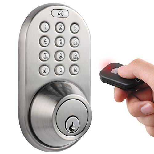 MiLocks XF-02SN Digital Deadbolt Door Lock with Keyless Entry via Remote Control and Keypad Code for Exterior Doors by MiLocks