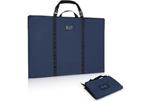 BERYA Large Size Art Portfolio Bag with Nylon Shoulder, 24 x 36 inches Light Weight Poster Storage Bag Board Holder with Handle and Zipper for Poster, Sketching and Drawing (dark blue)