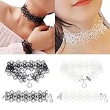 Lisli Fashion Gothic Black White Lace Choker Necklace Bracelet Women Jewelry Set