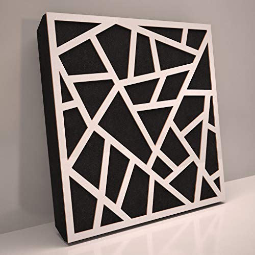 (4 Pack) Sound Absorption-Diffuse Acoustic Panel «Skyross» for rec.studio | Wood laminated: (White)