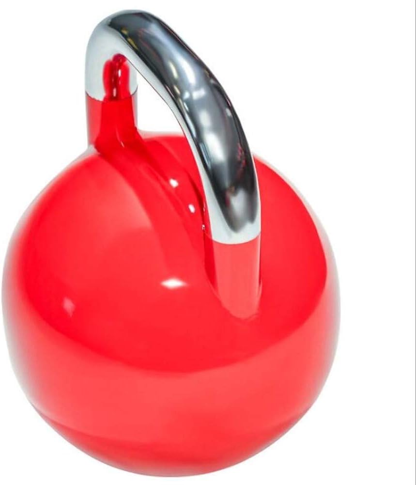 QAZXSW Premium Virgin Rubber Solid Cast Steel Kettlebell Weight ， Ergonomic Comfort Grip - Core and Strength Training Exercise Workout (Color : Red, Size : 12kg)