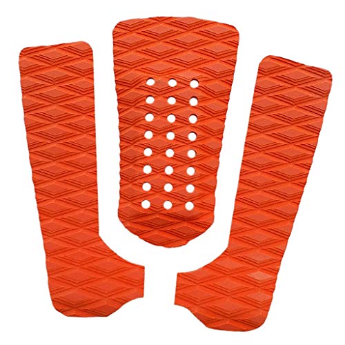 Baosity 3Pcs/Set Non Slip Surfboard Traction Tail Pads Boat Deck Grips for Surfing Skimboarding Surf Surfing Accessories - Orange, as described