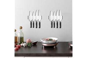 Stainless Steel Knife Holder, Wall Mount No-Drill Magnetic Knife Rack, Kitchen Knife Storage Organizer with Strong Adhesive