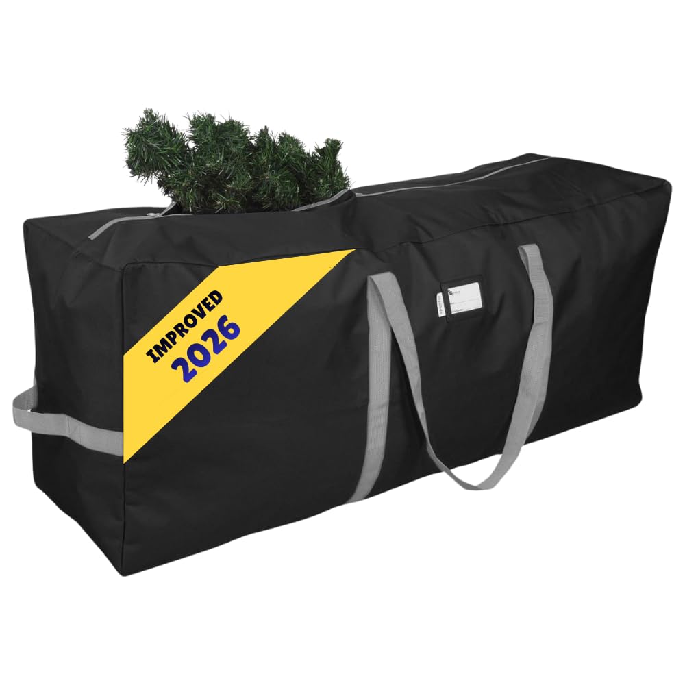 Primode Christmas Tree Storage Bag, Fits Up to 9 Ft. Tall Disassembled Trees, 25" H X 20" W X 65" L, Durable 600D Oxford Material, Heavy Duty Xmas Storage Container (Black)